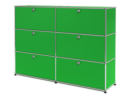 Meuble mixte Highboard L USM Haller, personnalisable Vert USM|Avec 2 portes abattantes|Avec 2 portes abattantes|Avec 2 portes abattantes