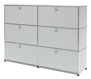 Meuble mixte Highboard L USM Haller, personnalisable Gris clair RAL 7035|Avec 2 portes abattantes|Avec 2 portes abattantes|Avec 2 portes abattantes