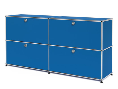 Meuble de rangement Sideboard L USM Haller, personnalisable Bleu gentiane RAL 5010|Avec 2 portes abattantes|Avec 2 portes abattantes