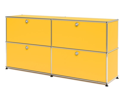 Meuble mixte Sideboard L USM Haller, personnalisable Jaune or RAL 1004|Avec 2 portes abattantes|Avec 2 portes abattantes