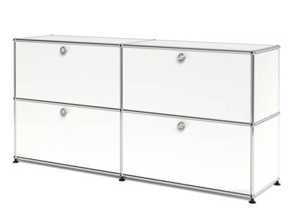 Meuble mixte Sideboard L USM Haller, personnalisable Blanc pur RAL 9010|Avec 2 portes abattantes|Avec 2 portes abattantes