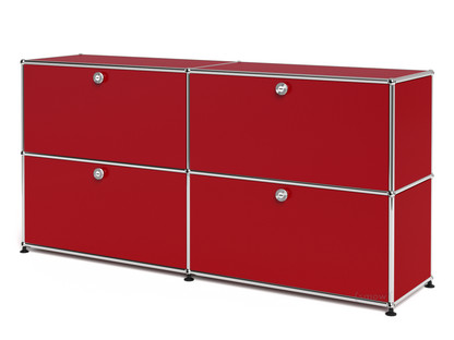 Meuble mixte Sideboard L USM Haller, personnalisable Rouge rubis USM|Avec 2 portes abattantes|Avec 2 portes abattantes