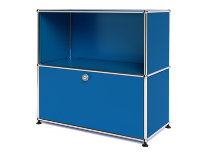 Meuble mixte Sideboard M USM Haller, personnalisable Bleu gentiane RAL 5010|Ouvert|Avec porte abattante