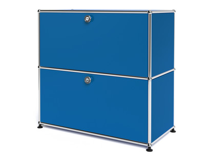 Meuble mixte Sideboard M USM Haller, personnalisable Bleu gentiane RAL 5010|Avec porte abattante|Avec porte abattante