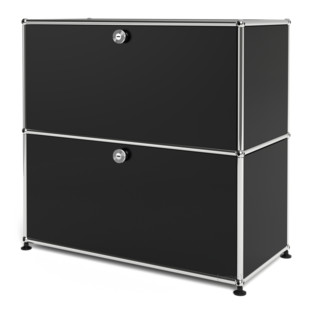 Meuble mixte Sideboard M USM Haller, personnalisable Noir graphite RAL 9011|Avec porte abattante|Avec porte abattante