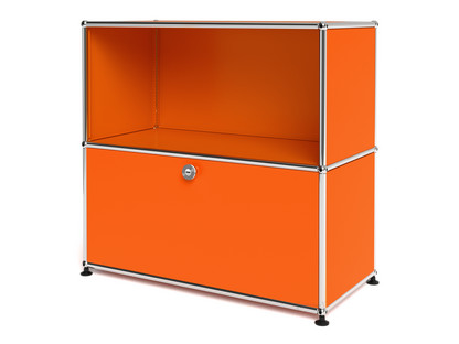 Meuble mixte Sideboard M USM Haller, personnalisable Orange pur RAL 2004|Ouvert|Avec porte abattante