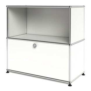 Meuble mixte Sideboard M USM Haller, personnalisable Blanc pur RAL 9010|Ouvert|Avec porte abattante