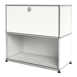 Meuble mixte Sideboard M USM Haller, personnalisable Blanc pur RAL 9010|Avec porte abattante|Ouvert