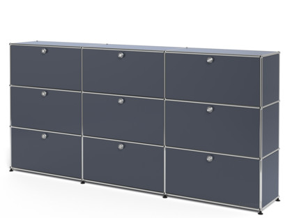 Meuble mixte Highboard XL USM Haller, personnalisable Anthracite RAL 7016|Avec 3 portes abattantes|Avec 3 portes abattantes|Avec 3 portes coulissantes