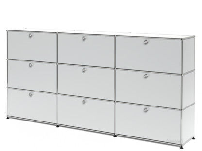 Meuble mixte Highboard XL USM Haller, personnalisable Argent mat USM|Avec 3 portes abattantes|Avec 3 portes abattantes|Avec 3 portes abattantes