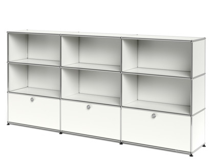 Meuble mixte Highboard XL USM Haller, personnalisable Blanc pur RAL 9010|Ouvert|Ouvert|Avec 3 portes abattantes