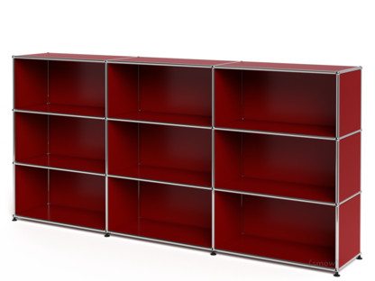 Meuble mixte Highboard XL USM Haller, personnalisable Rouge rubis USM|Ouvert|Ouvert|Ouvert