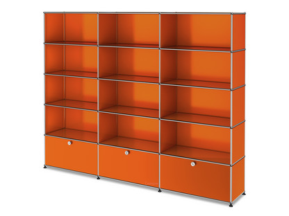 Étagère XL USM Haller, personnalisable Orange pur RAL 2004|Ouvert|Ouvert|Ouvert|Avec 3 portes coulissantes