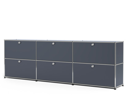 Meuble mixte Sideboard XL USM Haller, personnalisable Anthracite RAL 7016|Avec 3 portes abattantes|Avec 3 portes abattantes