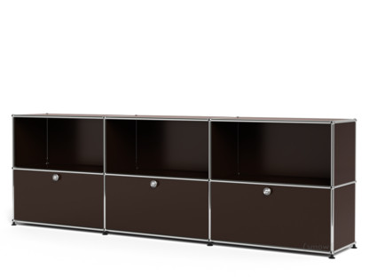 Meuble mixte Sideboard XL USM Haller, personnalisable Marron USM|Ouvert|Avec 3 portes abattantes