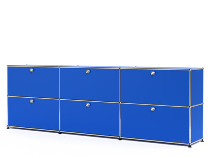Meuble mixte Sideboard XL USM Haller, personnalisable Bleu gentiane RAL 5010|Avec 3 portes abattantes|Avec 3 portes abattantes