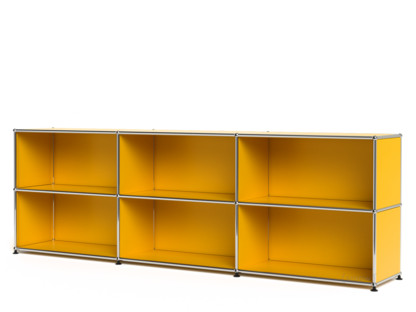 Meuble mixte Sideboard XL USM Haller, personnalisable Jaune or RAL 1004|Ouvert|Ouvert