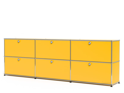Meuble mixte Sideboard XL USM Haller, personnalisable Jaune or RAL 1004|Avec 3 portes abattantes|Avec 3 portes abattantes