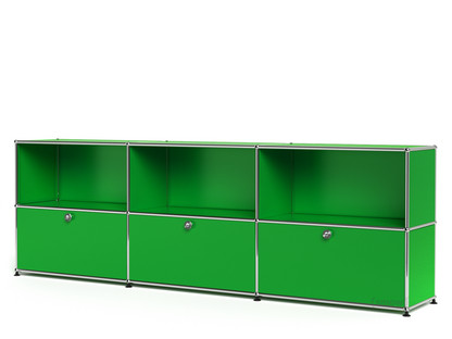 Meuble mixte Sideboard XL USM Haller, personnalisable Vert USM|Ouvert|Avec 3 portes abattantes