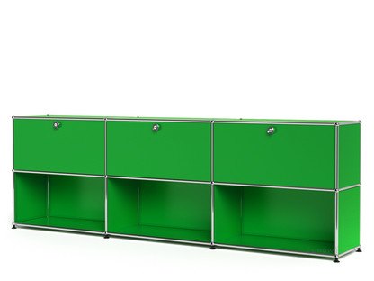Meuble mixte Sideboard XL USM Haller, personnalisable Vert USM|Avec 3 portes abattantes|Ouvert