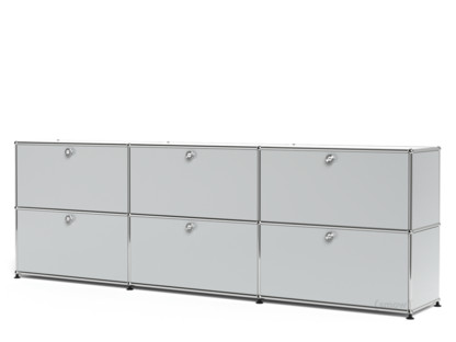 Meuble mixte Sideboard XL USM Haller, personnalisable Gris clair RAL 7035|Avec 3 portes abattantes|Avec 3 portes abattantes