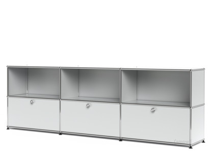 Meuble mixte Sideboard XL USM Haller, personnalisable Argent mat USM|Ouvert|Avec 3 portes abattantes