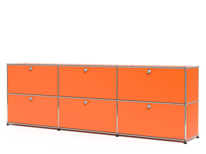 Meuble mixte Sideboard XL USM Haller, personnalisable Orange pur RAL 2004|Avec 3 portes abattantes|Avec 3 portes abattantes