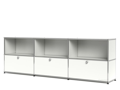 Meuble mixte Sideboard XL USM Haller, personnalisable Blanc pur RAL 9010|Ouvert|Avec 3 portes abattantes