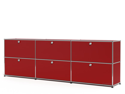 Meuble mixte Sideboard XL USM Haller, personnalisable Rouge rubis USM|Avec 3 portes abattantes|Avec 3 portes abattantes