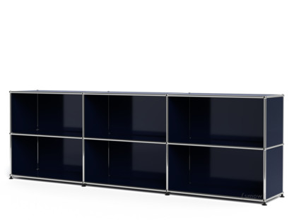 Meuble mixte Sideboard XL USM Haller, personnalisable Bleu acier RAL 5011|Ouvert|Ouvert
