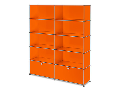 Étagère L USM Haller, personnalisable Orange pur RAL 2004|Ouvert|Ouvert|Ouvert|Avec 2 portes coulissantes