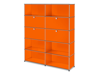 Étagère L USM Haller, personnalisable Orange pur RAL 2004|Avec 2 portes abattantes|Avec 2 portes abattantes|Ouvert|Ouvert