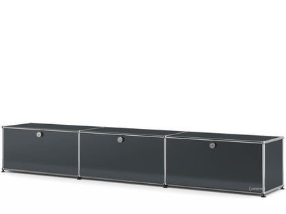 Meuble bas Lowboard XL USM Haller, personnalisable Anthracite RAL 7016|Avec 3 portes abattantes|35 cm