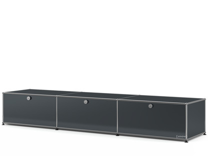 Meuble bas Lowboard XL USM Haller, personnalisable Anthracite RAL 7016|Avec 3 portes abattantes|50 cm