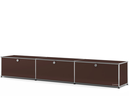 Meuble bas Lowboard XL USM Haller, personnalisable Marron USM|Avec 3 portes abattantes|35 cm
