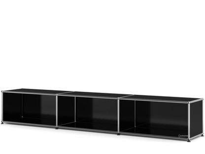 Meuble bas Lowboard XL USM Haller, personnalisable Noir graphite RAL 9011|Ouvert|35 cm