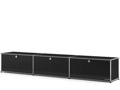 Meuble bas Lowboard XL USM Haller, personnalisable Noir graphite RAL 9011|Avec 3 portes abattantes|35 cm