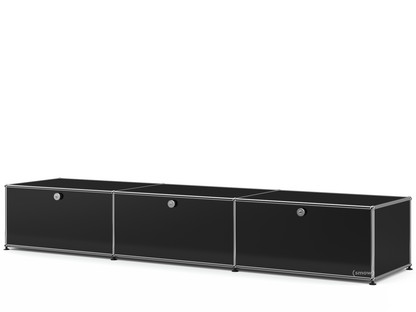 Meuble bas Lowboard XL USM Haller, personnalisable Noir graphite RAL 9011|Avec 3 portes abattantes|50 cm