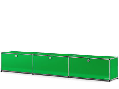 Meuble bas Lowboard XL USM Haller, personnalisable Vert USM|Avec 3 portes abattantes|35 cm