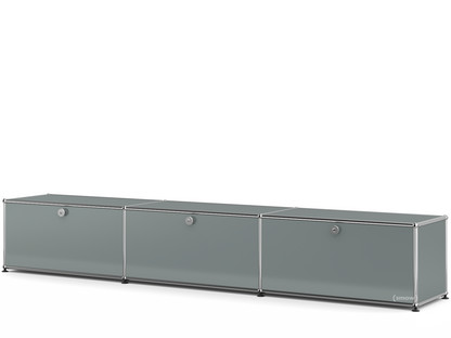 Meuble bas Lowboard XL USM Haller, personnalisable Gris moyen RAL 7005|Avec 3 portes abattantes|35 cm