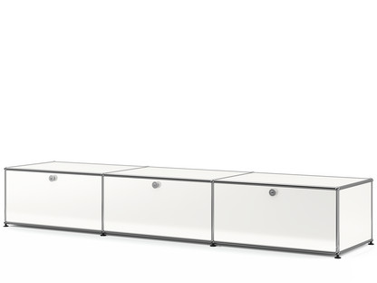 Meuble bas Lowboard XL USM Haller, personnalisable Blanc pur RAL 9010|Avec 3 portes abattantes|50 cm