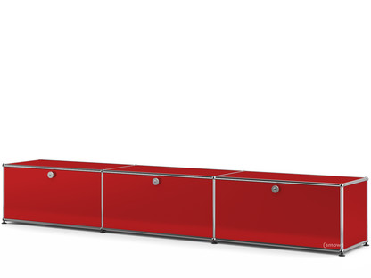 Meuble bas Lowboard XL USM Haller, personnalisable Rouge rubis USM|Avec 3 portes abattantes|35 cm