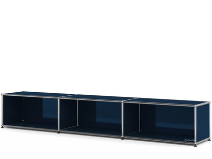 Meuble bas Lowboard XL USM Haller, personnalisable Bleu acier RAL 5011|Ouvert|35 cm