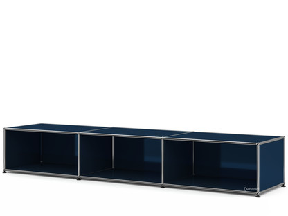 Meuble bas Lowboard XL USM Haller, personnalisable Bleu acier RAL 5011|Ouvert|50 cm