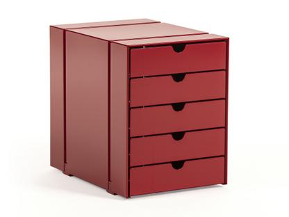 Lot de casiers C4 Inos pour étagère USM Haller Avec 5 plateaux|Rouge rubis USM