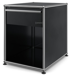 Table de chevet USM avec tiroir Noir graphite RAL 9011|Grand (H 54 x l 42,5 x P 53 cm)