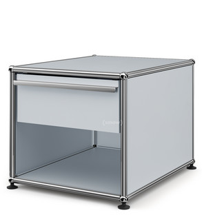 Table de chevet USM avec tiroir Argent mat USM|Petit (H 39 x l 42,5 x P 53 cm)