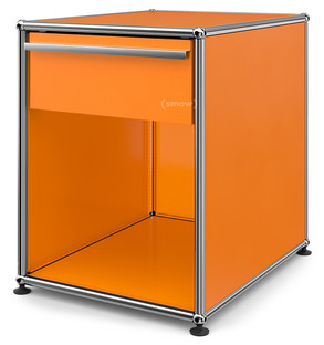 Table de chevet USM avec tiroir Orange pur RAL 2004|Grand (H 54 x l 42,5 x P 53 cm)
