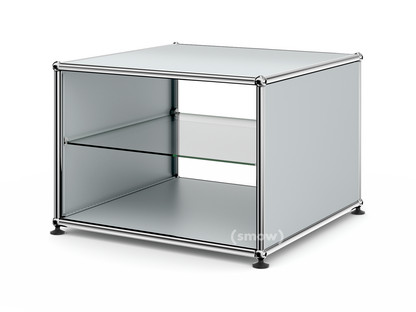 Table d'appoint avec panneaux latéraux USM Haller 50 cm|Avec tablette intérieure en verre|Argent mat USM