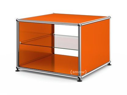 Table d'appoint avec panneaux latéraux USM Haller 50 cm|Avec tablette intérieure en verre|Orange pur RAL 2004